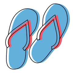 beach sandals icon over white background, colorful design. vector illustration