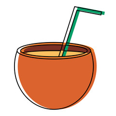 coconut cocktail icon over white background, colorful design. vector illlustration