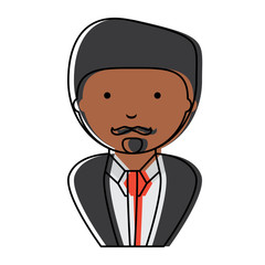 cartoon businessman with mustache over white background, colorful design. vector illustration