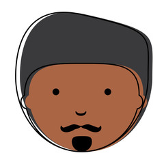 cartoon man with mustache over white background, colorful design. vector illustration