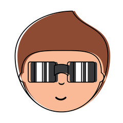 cartoon man with sunglasses over white background, colorful design.  vector illustration