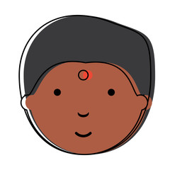 Hindu man face icon over white background, colorful design. vector illustration