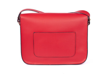 Red Women's handbag, Ladies bag, Red female clutch,Red clutch.Women's bag isolated white background.Bag isolated white background.Clutch isolated white background.