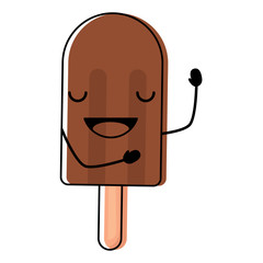 kawaii excited ice cream bar over white background, colorful design. vector illustration