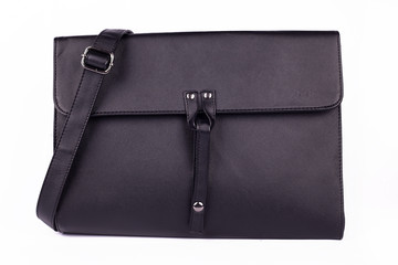 Black Women's handbag, Ladies bag, Black female clutch,Black clutch.Women's bag isolated white background.Bag isolated white background.Clutch isolated white background.