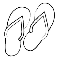 sketch of beach sandals icon over white background, vector illustration