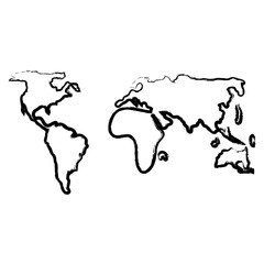 sketch of World Map icon over white background, vector illustration