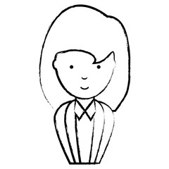 sketch of Cartoon businesswoman icon over white background, vector illustration