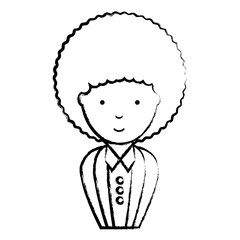 sketch of Cartoon businesswoman icon over white background, vector illustration