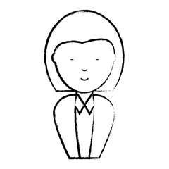 sketch of Cartoon businesswoman icon over white background, vector illustration