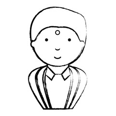 sketch of Hindu man with  traditional costume over white background, vector illustration