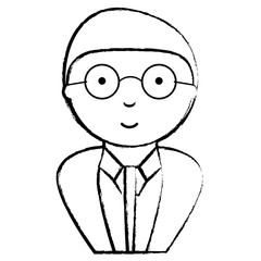 sketch of Old man wearing suit and glasses over white background, vector illustration