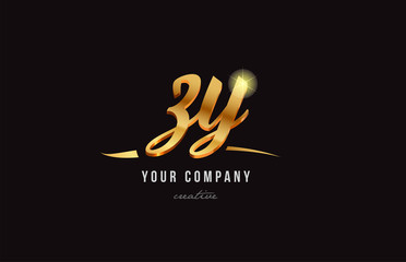 gold alphabet letter zy z y logo combination icon design