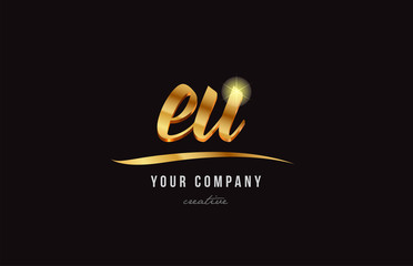 Obraz premium gold alphabet letter eu e u logo combination icon design