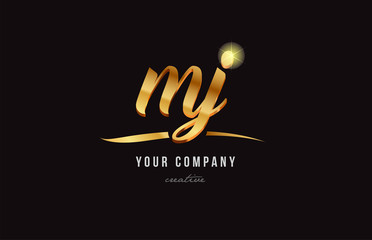 gold alphabet letter my m y logo combination icon design
