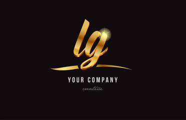 gold alphabet letter lg l g logo combination icon design