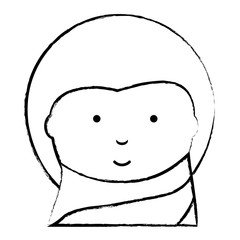 sketch of muslim arab woman in hijab over white background, vector illustration