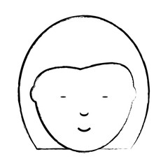sketch of cartoon chinese girl face icon icon over white background, vector illustration