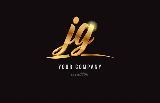 gold alphabet letter jg j g logo combination icon design
