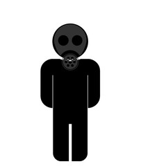 Homme un masque à gaz sur le visage