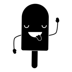 kawaii ice cream bar showing the tongue over white background, vector illustration