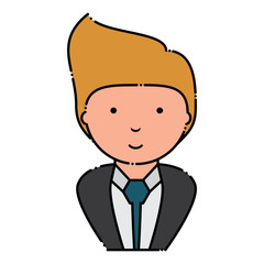 cartoon businessman wearing suit and tie over white background, vector illustration