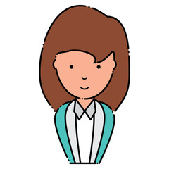 Cartoon businesswoman icon over white background, colorful design. vector illustration