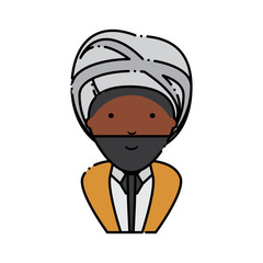 cartoon Indian man wearing a turban over white background, colorful design. vector illustration