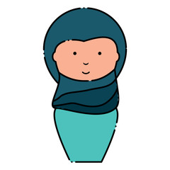 muslim arab woman in hijab over white background, colorful design. vector illustration