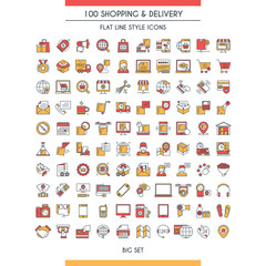 Shopping and delivery icons set