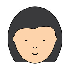 cartoon chinese girl face icon icon over white background, colorful design. vector illustration