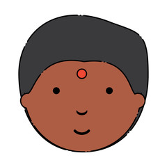 Hindu man face icon over white background, colorful design. vector illustration