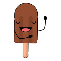 kawaii excited ice cream bar over white background, colorful design. vector illustration