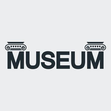 Logotipo MUSEUM con capiteles en fondo gris