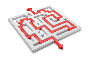 Red Arrow Coming Out of a Labyrinth