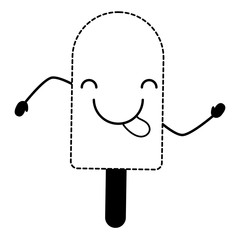 kawaii ice cream bar showing the tongue over white background, vector illustration