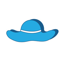 beach hat icon over white background, blue shading design. vector illustration