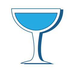 cocktail glass icon over white background, blue shding design. vector illlustration