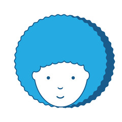 cartoon woman with afro hairstyle icon over white background, blue shading design. vector illustration