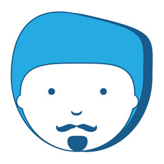 Fototapeta premium cartoon man with mustache over white background, blue shading design. vector illustration