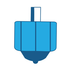Spinning Top toy icon over white background, blue shading design.  vector illustration