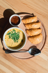 A delicious chicken cream soup from chef