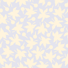 Seamless pattern with lemon flowers. Vector hand drawn graphic illustration.
