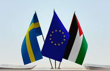  Flags of Sweden European Union and Palestine