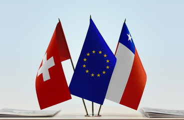 Flags of Switzerland European Union and Chile