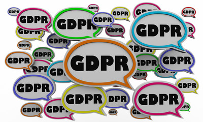 GDPR General Data Protection Regulation Speech Bubbles 3d Illustration