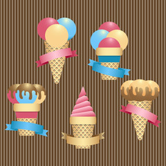 Ice cream cones and ribbon banner