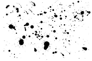 Ink drop splats isolated on white background