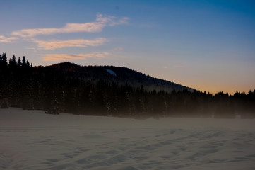 Sunset above the mountain Igman