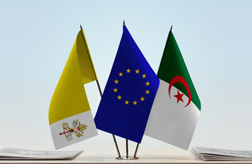 Flags of Vatican City European Union and Algeria